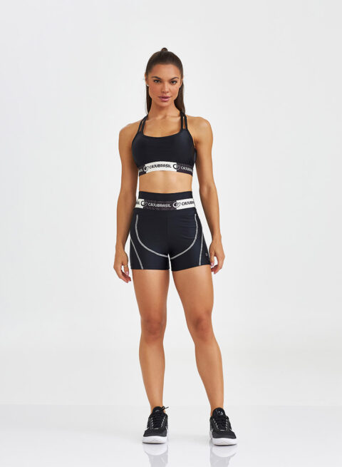 Brazilian Fashion Fitness | CajuBrasil - Sportswear, Short Leggings 015.127, Black